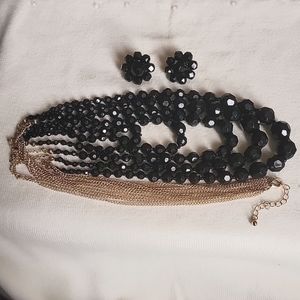 Beaded & Gold Chain With 'JAPAN' Clip On Earrings Bundle